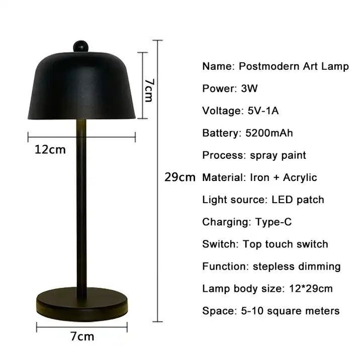 Luxury Metal Wireless Portable Small Rechargeable Hotel Bedside Fashion Led Table Lamp For Bedroom