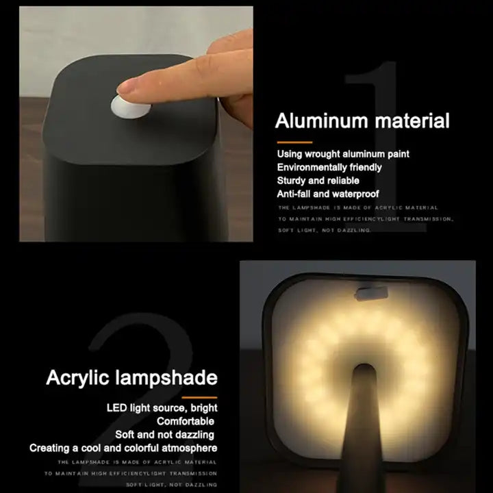 Hotel High-end Decorative Restaurant Luxury Cordless Rechargeable Oem&Odm Aluminum Metal Touch Cordless LED Table Lamp