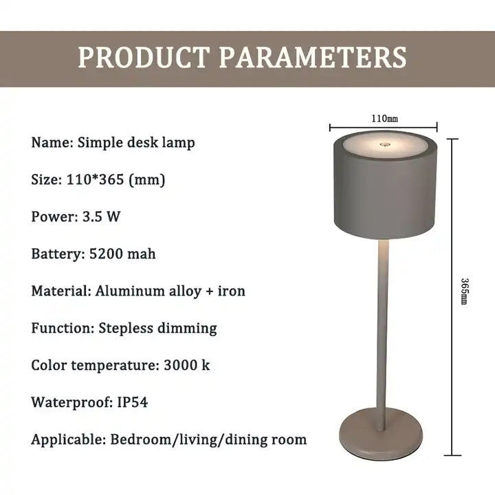 Modern Hotel Style Rechargeable LED Table Lamp Portable Outdoor Cordless Electric Table Lamp