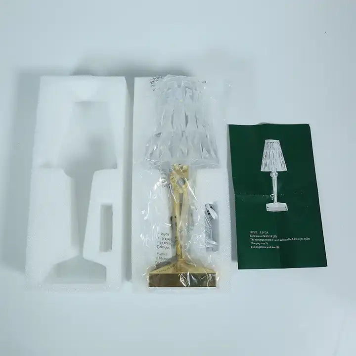 Amazon Luxury Dimming Cordless Restaurant LED Crystal Table Lamp Acrylic Modern Touch Control Bedside Light Rechargeable