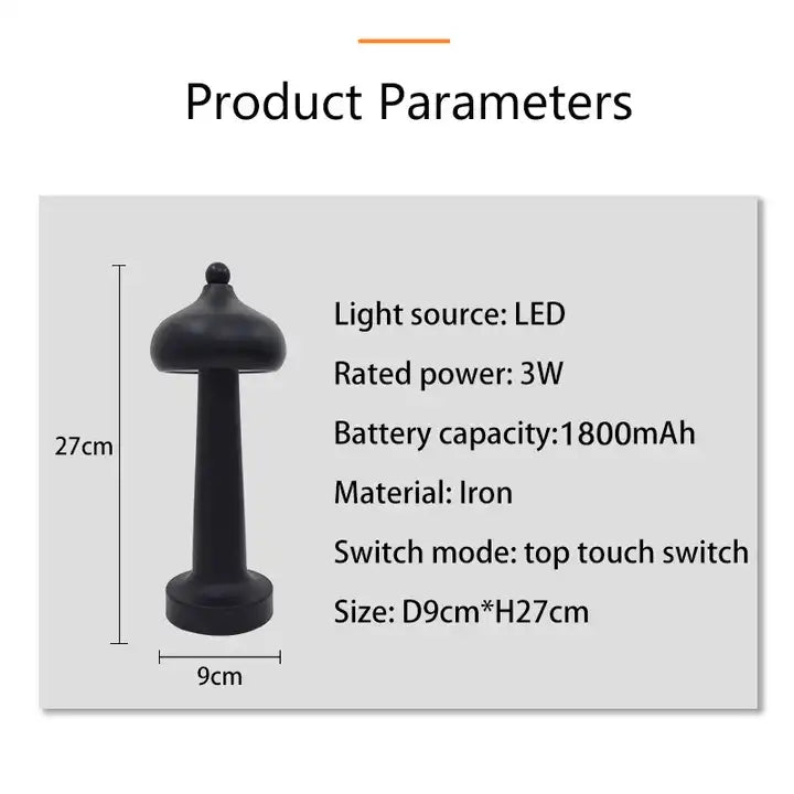 Portable LED Table Lamp with Touch Sensor 3-Levels Brightness Rechargeable Battery Night Light for Kids Nursery Bedside Lamp