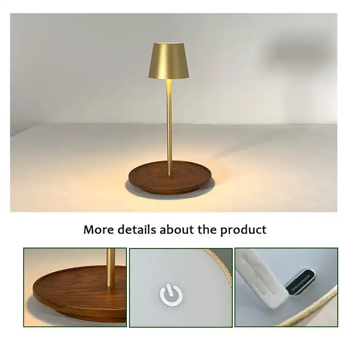 Cordless 5200 mAh Battery Operated USB-C Port Rechargeable 3.5W Touch Rechargeable LED Table Lamp