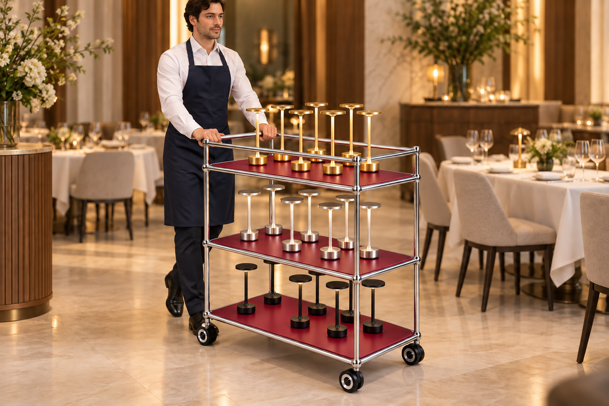 Charging Trolleys for Cordless Table Lamps: A Guide for Restaurants & Hotels