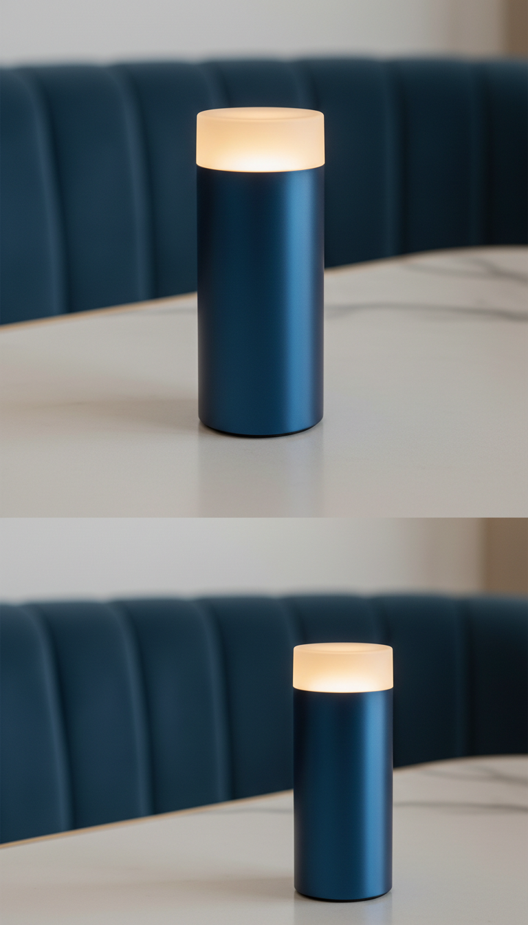 Cylindrical Cordless Lamp in Cobalt