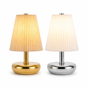 Rechargeable Pleated Fabric Shade Table Lamp with 3CCT Touch Dimming for Restaurants
