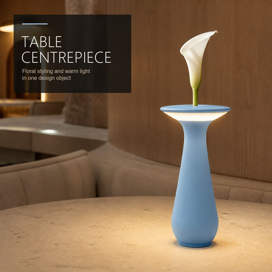 VASE SHAPED 2W CORDLESS TABLE LAMP WITH TOUCH DIMMING AND FLOWER HOLDER