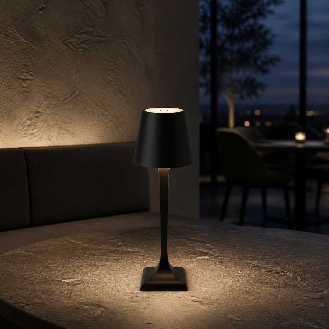 5200mAh Iron and Aluminum Cordless LED Table Lamp with Stepless Touch Dimming for Restaurants