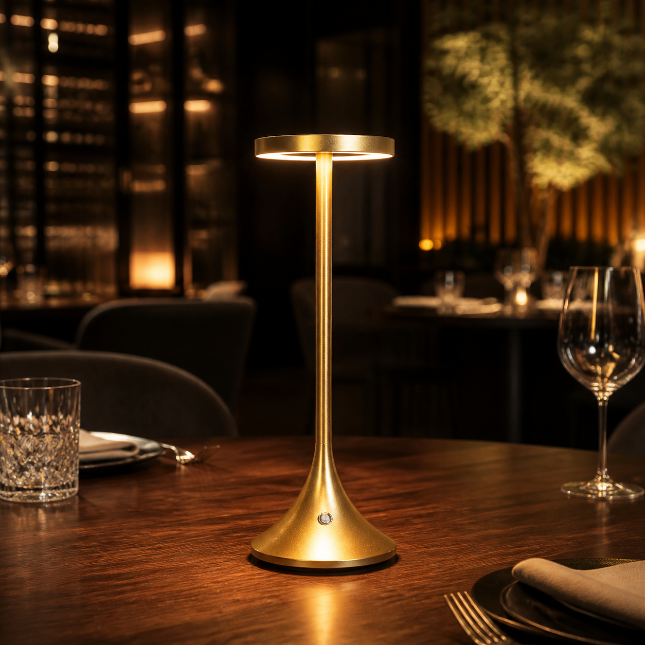 3W Aluminum Rechargeable Restaurant Table Lamp with Touch Dimming and 2000mAh Battery