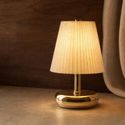 Rechargeable Pleated Fabric Shade Table Lamp with 3CCT Touch Dimming for Restaurants