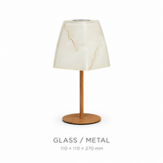 Marble-Pattern Glass Rechargeable Table Lamp with 3-Color Stepless Touch Dimming