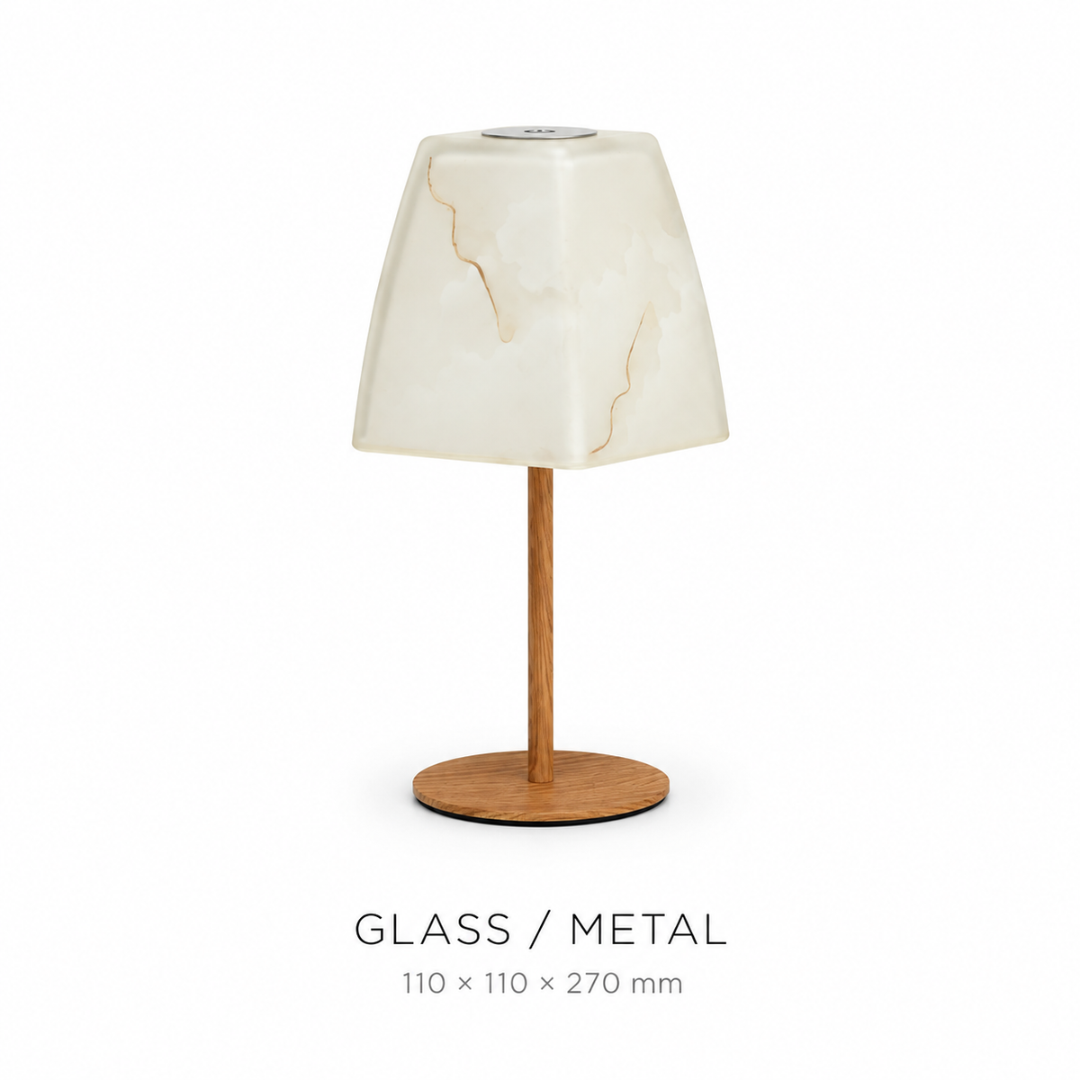 Marble-Pattern Glass Rechargeable Table Lamp with 3-Color Stepless Touch Dimming