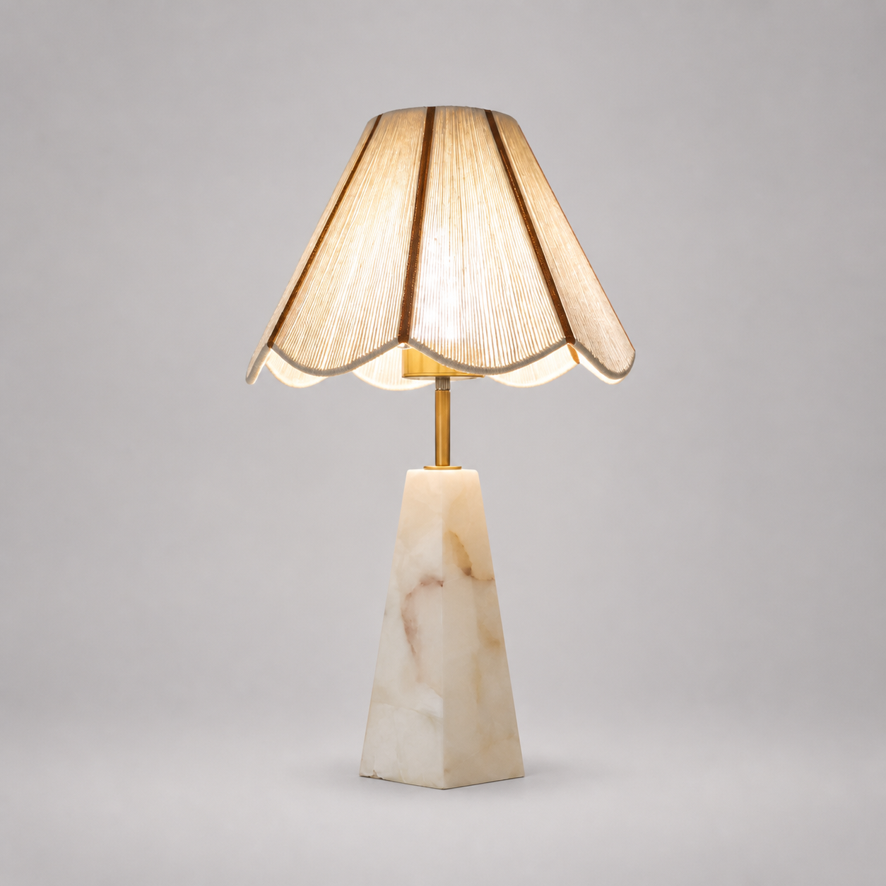 Rechargeable Bulb Table Lamp with Marble Base, Fabric Shade and Remote Dimming