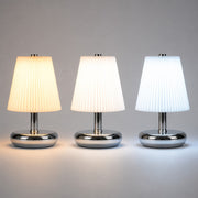 Rechargeable Pleated Fabric Shade Table Lamp with 3CCT Touch Dimming for Restaurants