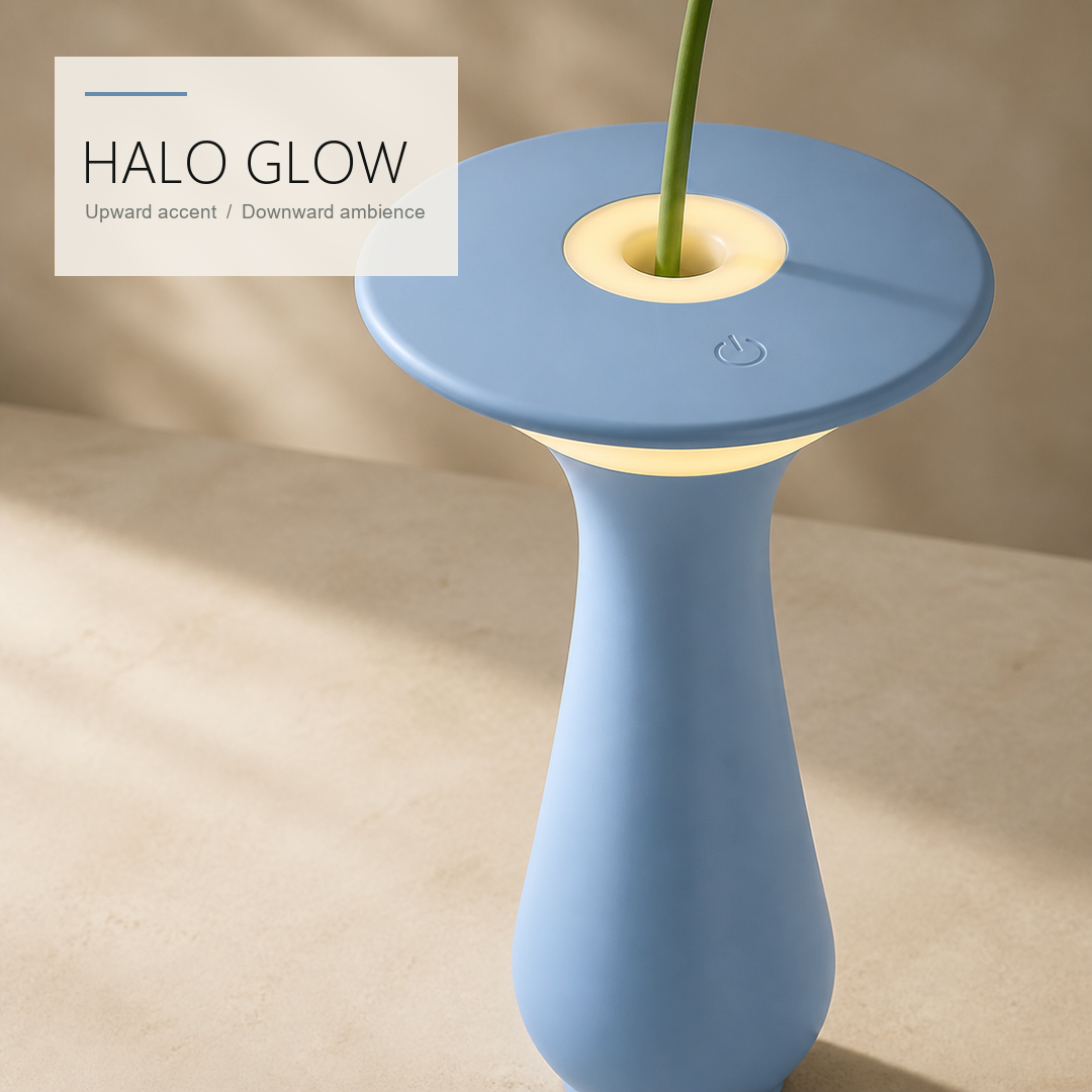 VASE SHAPED 2W CORDLESS TABLE LAMP WITH TOUCH DIMMING AND FLOWER HOLDER