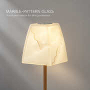 Marble-Pattern Glass Rechargeable Table Lamp with 3-Color Stepless Touch Dimming