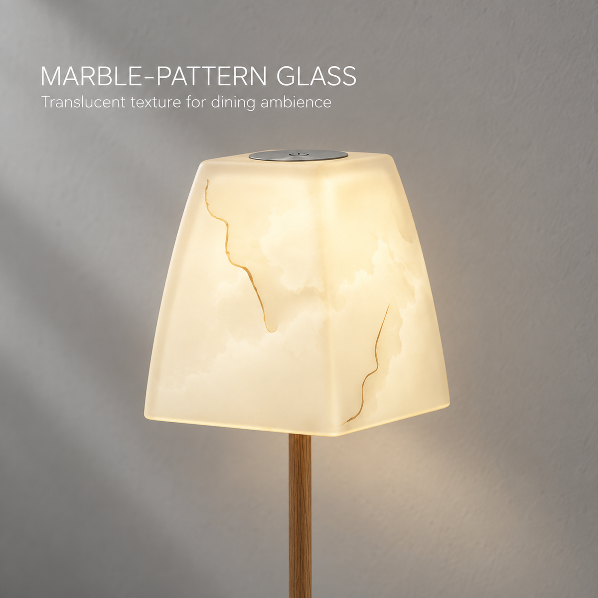 Marble-Pattern Glass Rechargeable Table Lamp with 3-Color Stepless Touch Dimming