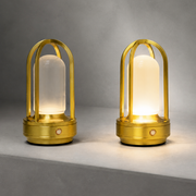 Aluminum Acrylic Cage Lantern Cordless Table Lamp with 2600mAh Battery for Hospitality