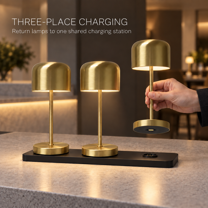 IP54 Rechargeable LED Table Lamp with Charging Dock for Restaurants and Hotels