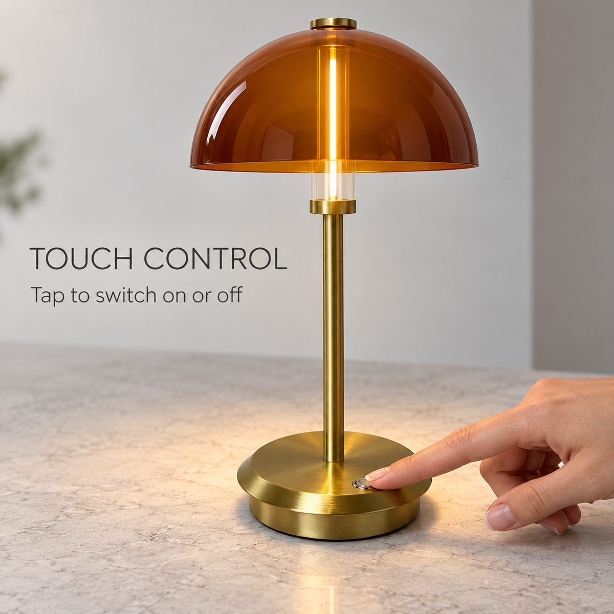 Acrylic Dome Rechargeable LED Table Lamp with 3000K Dimming and Breathing Effect for Restaurants