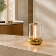 Rechargeable Transparent Acrylic Cylinder Cordless Small Table Lamp