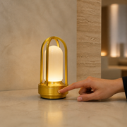Aluminum Acrylic Cage Lantern Cordless Table Lamp with 2600mAh Battery for Hospitality