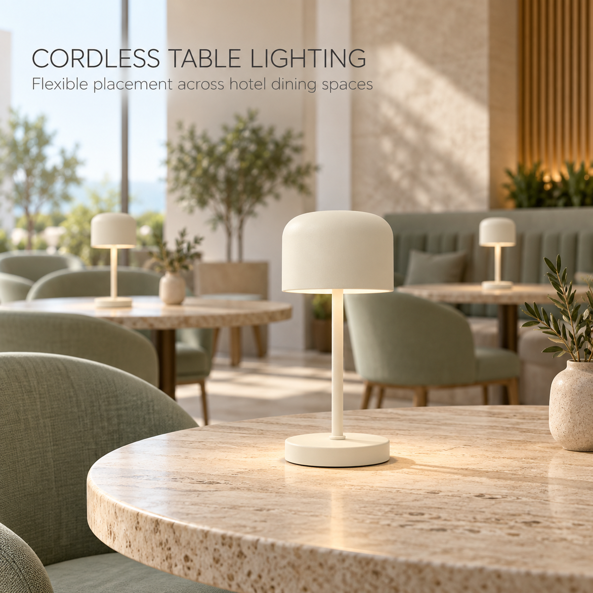 IP54 Rechargeable LED Table Lamp with Charging Dock for Restaurants and Hotels