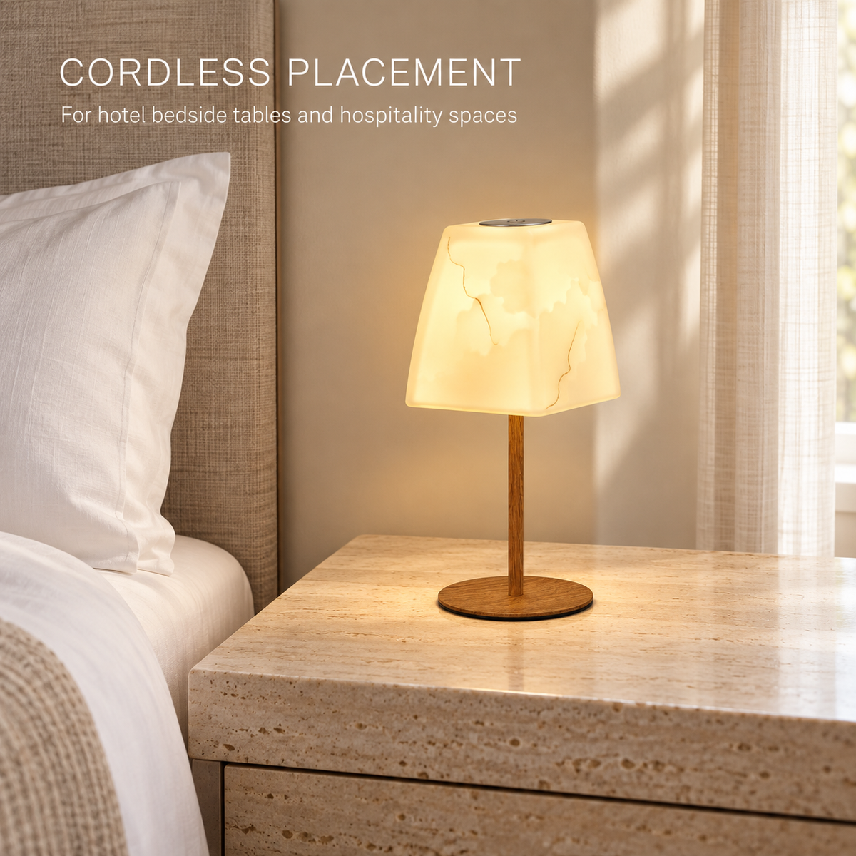 Marble-Pattern Glass Rechargeable Table Lamp with 3-Color Stepless Touch Dimming