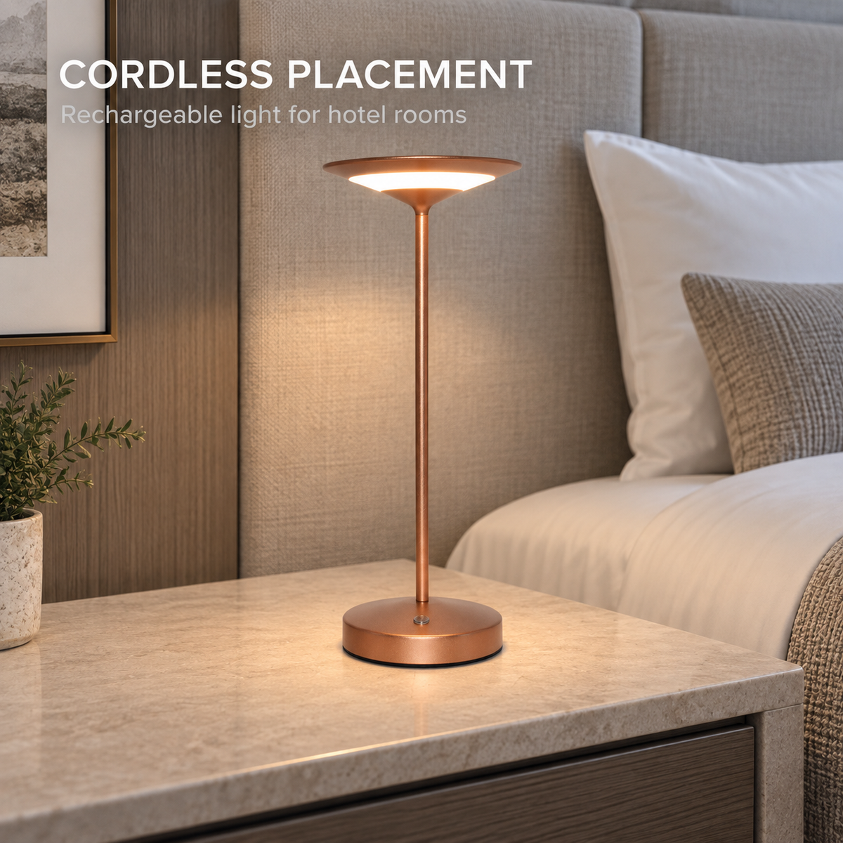 Restaurant Cordless Slim Rechargeable LED Table Lamp with 2700K Touch Control