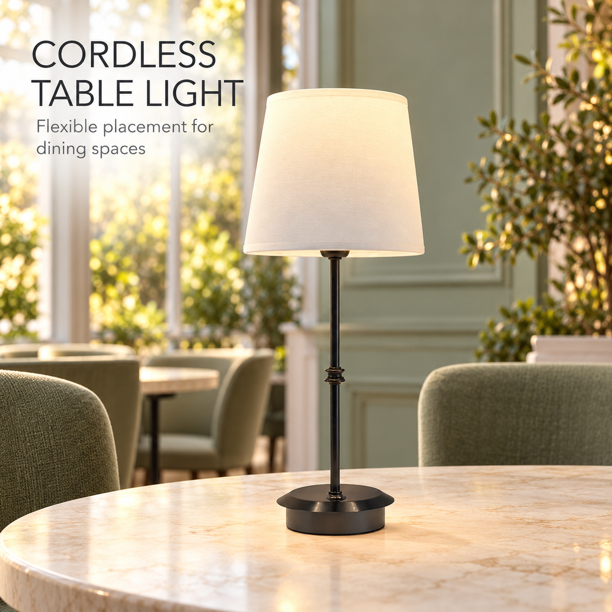 Rechargeable Fabric Shade LED Table Lamp for Hotels and Hospitality Interiors