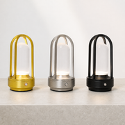 Aluminum Acrylic Cage Lantern Cordless Table Lamp with 2600mAh Battery for Hospitality