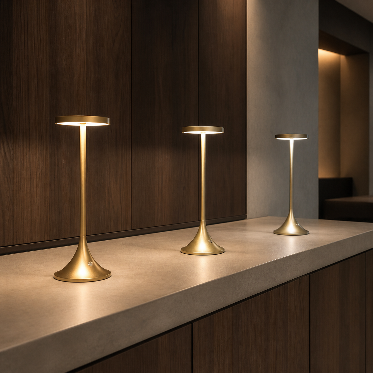 3W Aluminum Rechargeable Restaurant Table Lamp with Touch Dimming and 2000mAh Battery