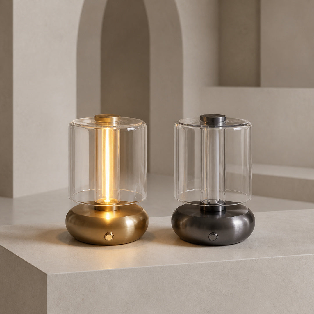 Rechargeable Transparent Acrylic Cylinder Cordless Small Table Lamp
