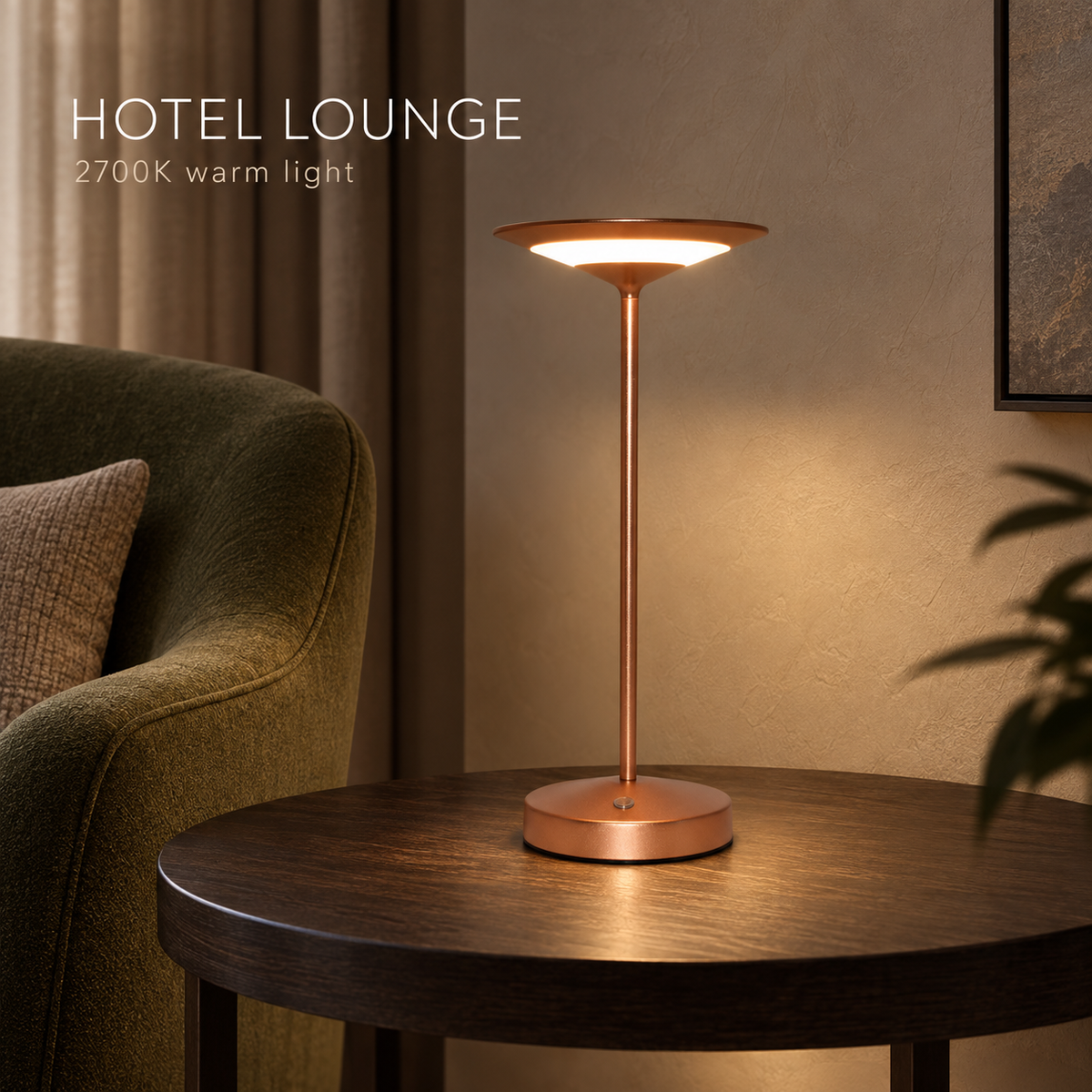 Restaurant Cordless Slim Rechargeable LED Table Lamp with 2700K Touch Control