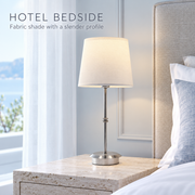 Rechargeable Fabric Shade LED Table Lamp for Hotels and Hospitality Interiors