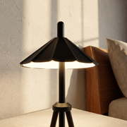 Nordic Minimalist Foldable Tripod Lamp Aluminum Umbrella Shade Touch Sensor Cordless Battery Powered Bedside LED Table Light