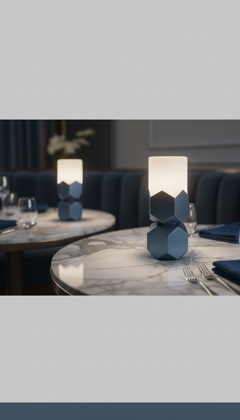 Geometric Cordless Lamp in Velvet Blue