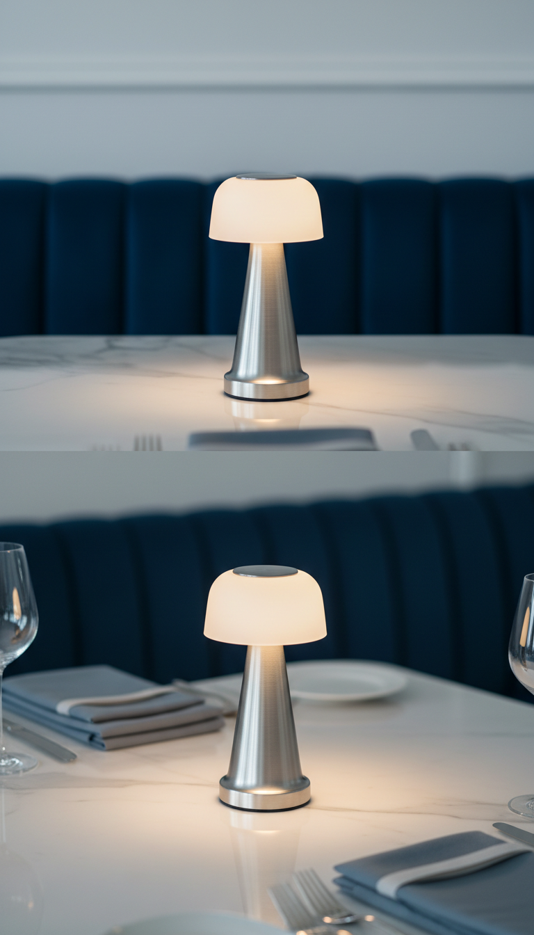 Cordless Lamp with Brushed Silver Accent