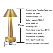 Modern gold desk lamp decorative bedside metal mushroom led wireless rechargeable dimmable hotel table lights for restaurant