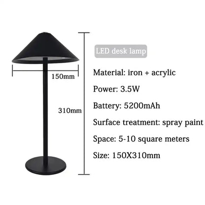 Morden Hotel Restaurant Bar Led Table Lamp Usb Charge Touch Control Cordless Table Lamp Wireless Lamp