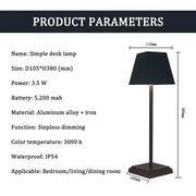Modern Restaurant Cordless Desk Lamp For Bedroom Rechargeable Led Table Lamp Luxury