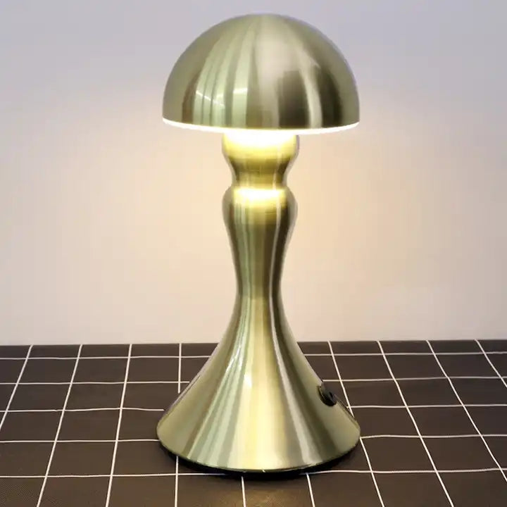 Nordic luxury hotel restaurant decorative modern cordless led rechargeable metal mushroom table lamp