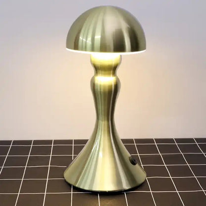 Nordic luxury hotel restaurant decorative modern cordless led rechargeable metal mushroom table lamp