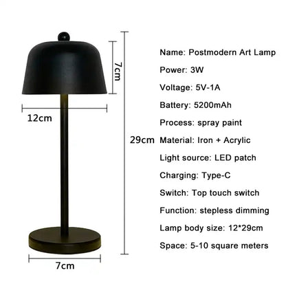 Luxury Metal Wireless Portable Small Rechargeable Hotel Bedside Fashion Led Table Lamp For Bedroom