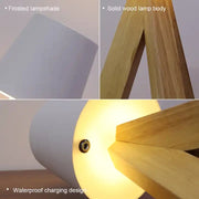 Creative Personality Touch Dimmer Portable Desk Led Lamp Solid Wood Base For Bedside Bedroom Living room