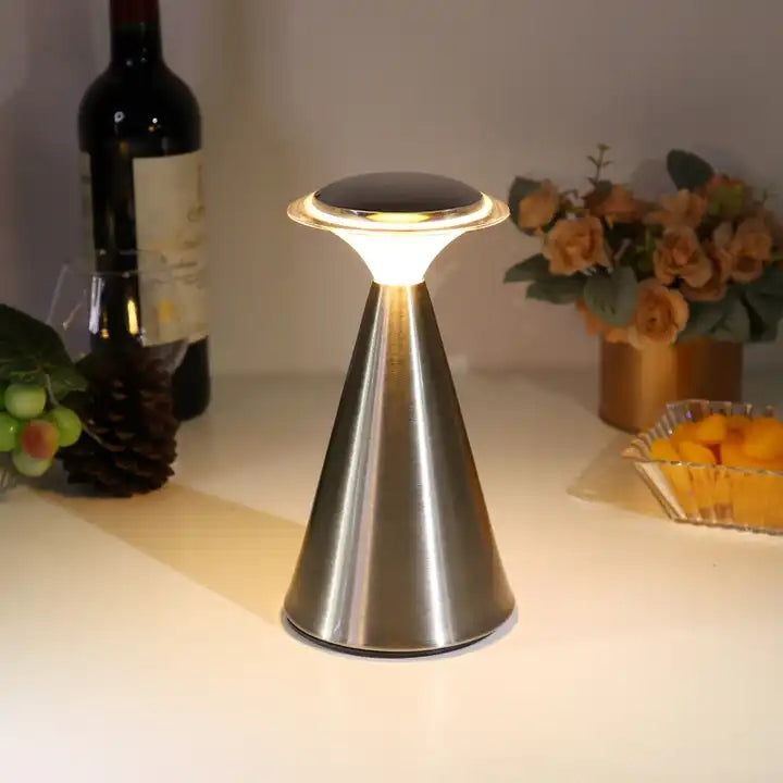 Modern decoration portable USB charge rechargeable battery touch lamp metal table light for hotel home decoration