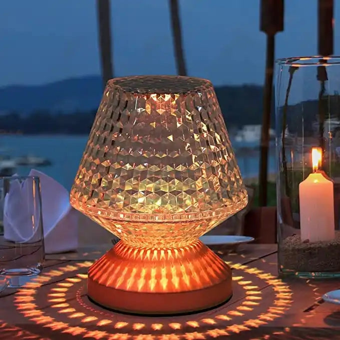 edroom side table lamp with battery USB touch crystal lamp rechargeable wireless RGB 16 color
