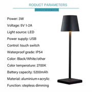 Nordic Indoor Outdoor Metal Lampada da tavolo Led Hotel Restaurant Lampe De Table With Contact Charging Base