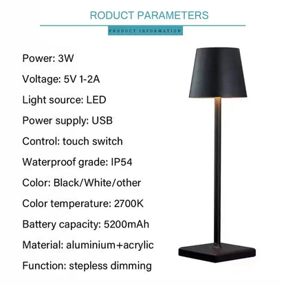 Nordic Indoor Outdoor Metal Lampada da tavolo Led Hotel Restaurant Lampe De Table With Contact Charging Base