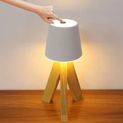 Creative Personality Touch Dimmer Portable Desk Led Lamp Solid Wood Base For Bedside Bedroom Living room
