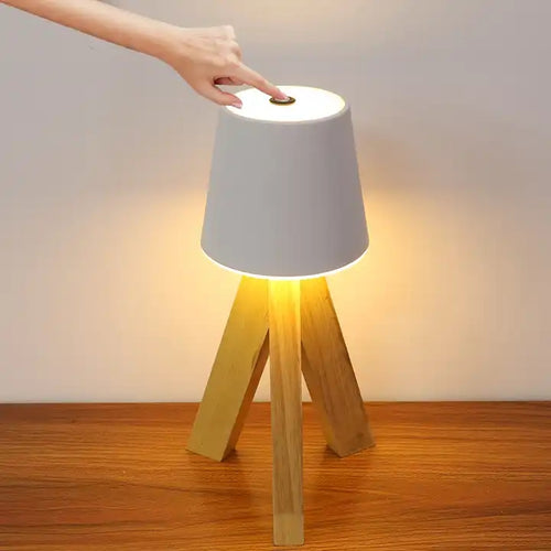 Creative Personality Touch Dimmer Portable Desk Led Lamp Solid Wood Base For Bedside Bedroom Living room
